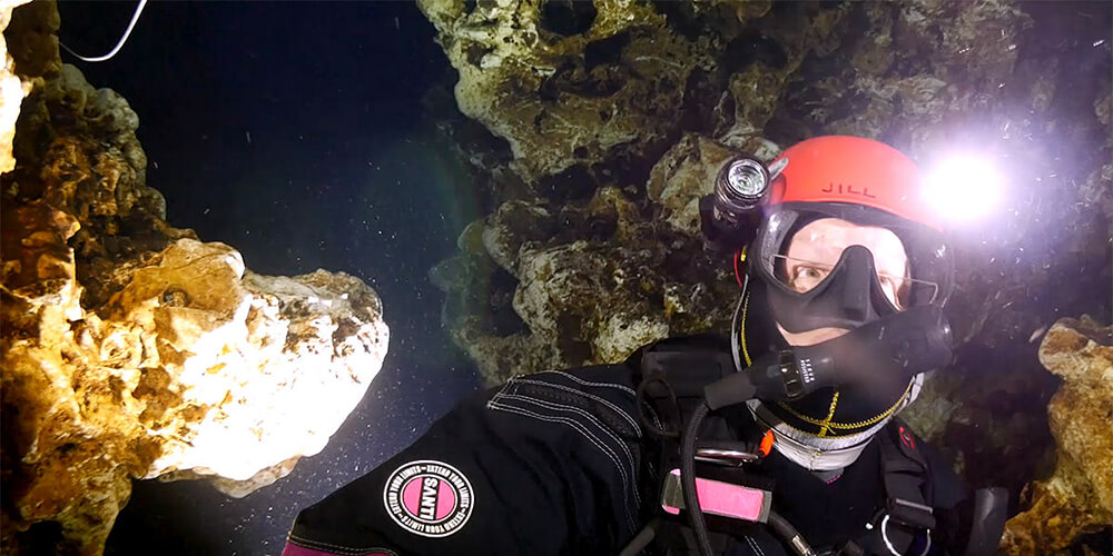 a diver takes a selfie